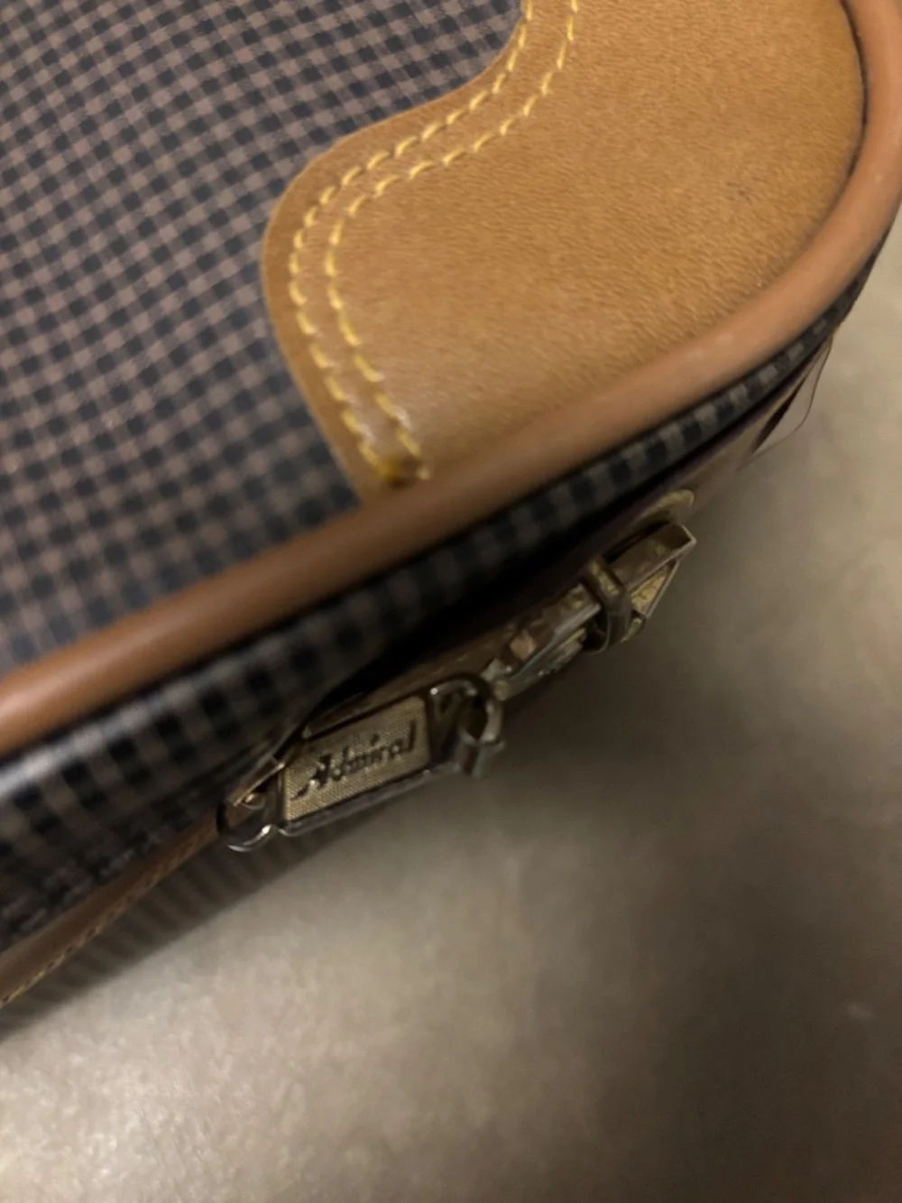 Vintage Admiral Luggage Brown Checkered Bag